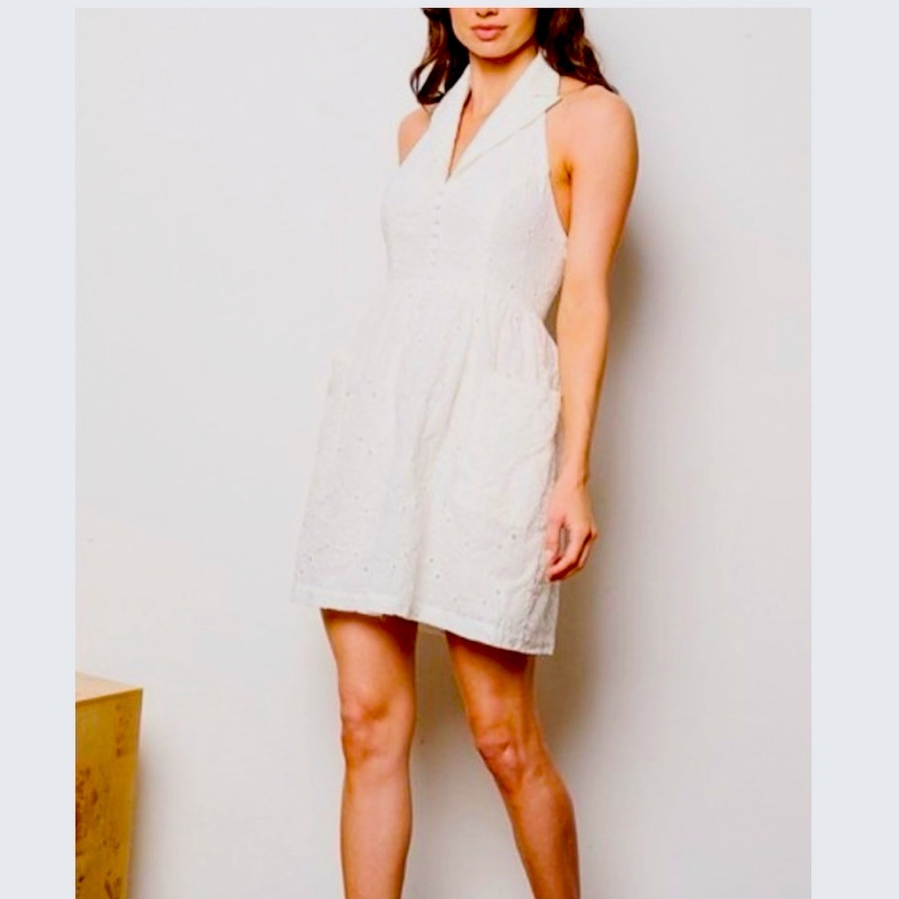 Aya Eyelet Halter Dress